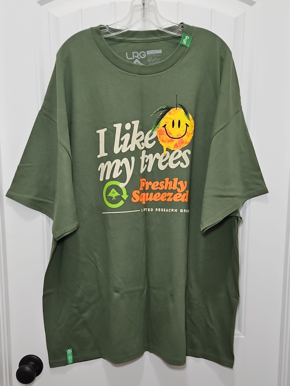 LRG Olive Green 'I Like My Trees' Freshly Squeezed Graphic Tee New 3XL